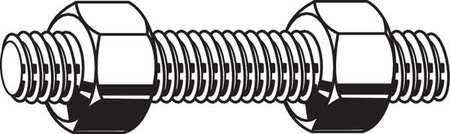 Threaded Stud, Plain, 1-7/8-8X15-1/2, PK3 A487