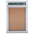 Illuminated Enclosed Wall Mounted Bulletin Board, 36x22 H x 24x22 W, One Door, Clear Satin Frame H82919