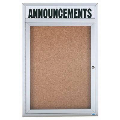 Illuminated Enclosed Wall Mounted Bulletin Board, 36x22 H x 24x22 W, One Door, Clear Satin Frame H82919