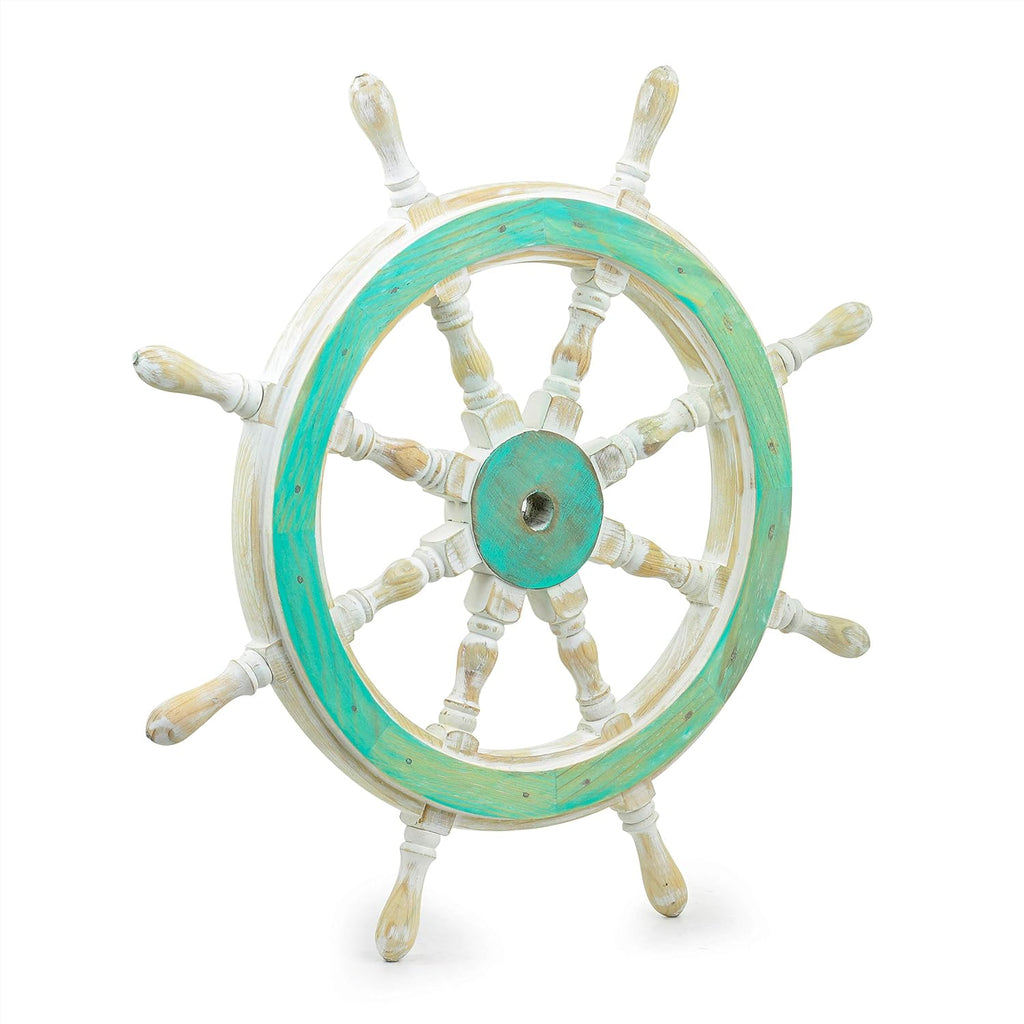 Wood Ship Wheel Nautical Maritime Decor, 24-Inch, Pack of 2 T5715