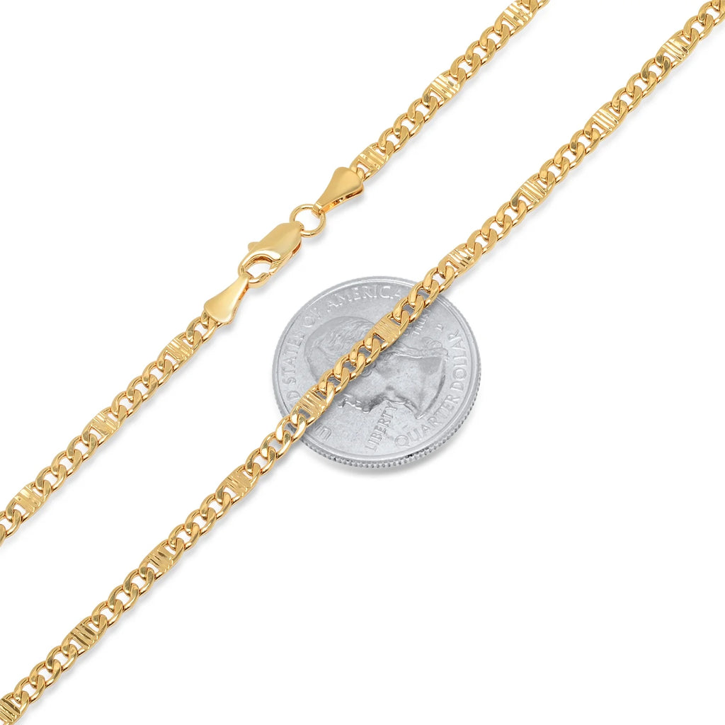 14k Yellow Gold Plated Cuban Link Chain Necklace, 24 inches Q883088