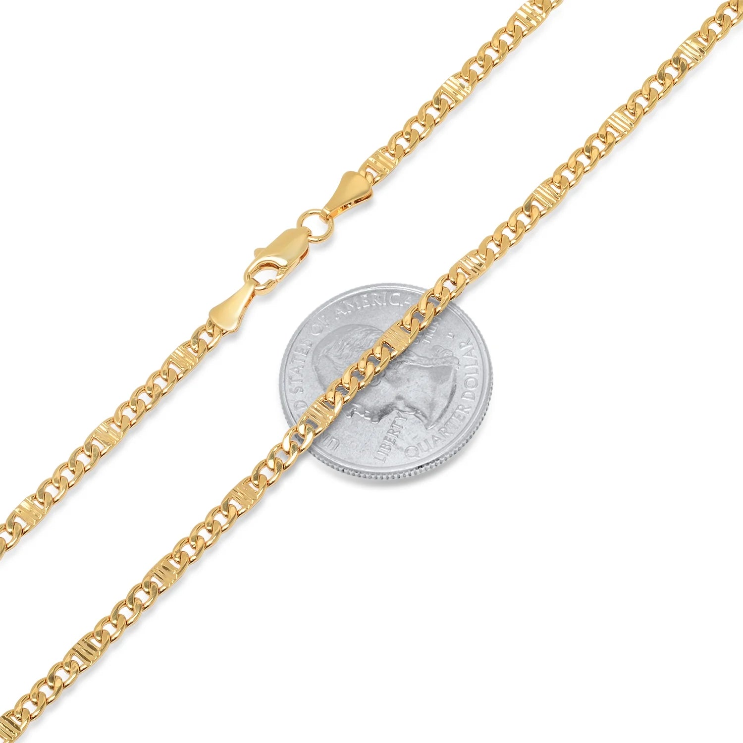 14k Yellow Gold Plated Cuban Link Chain Necklace, 24 inches Q883088