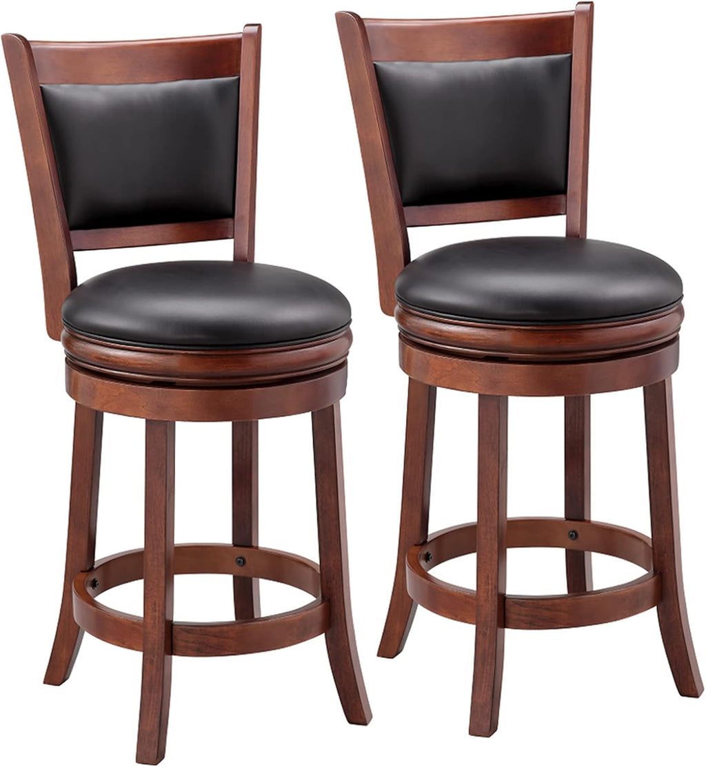 Cappuccino Swivel Counter Height Barstool 24 Inch Seat Height Set of 2 A758649
