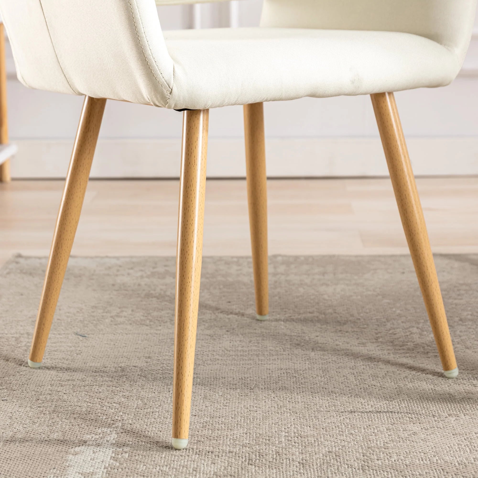 Beige Fabric Mid-Century Accent Chair with Metal Legs B195