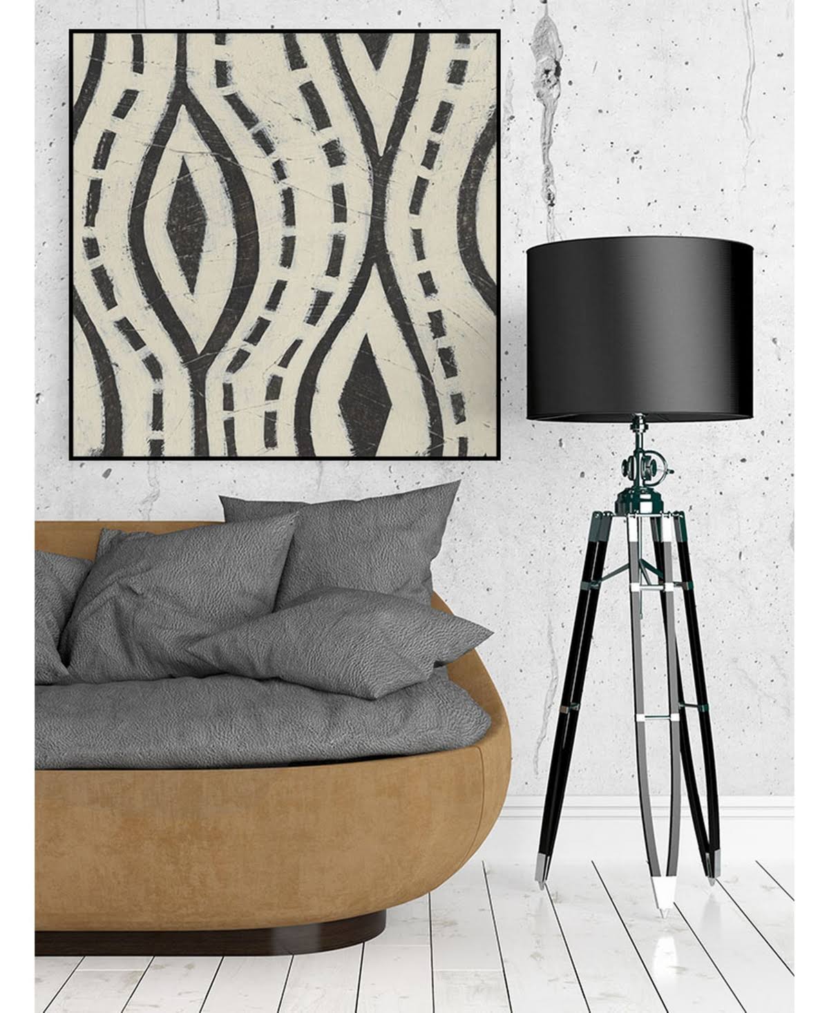 Tan Framed Canvas Art X422