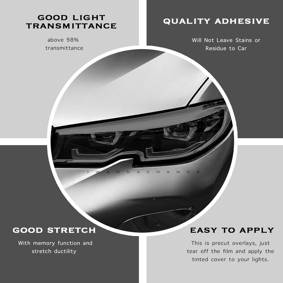 Gloss Dark Smoke Precut Vinyl Overlay Tint Kit Film Z90874