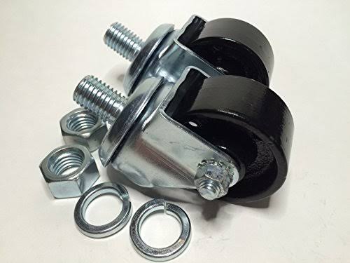 Floor Jack Casters Black 2 Pcs with Lock Washers Hex Nuts N669