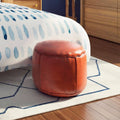 Dark Orange Leather Ottoman Y13734