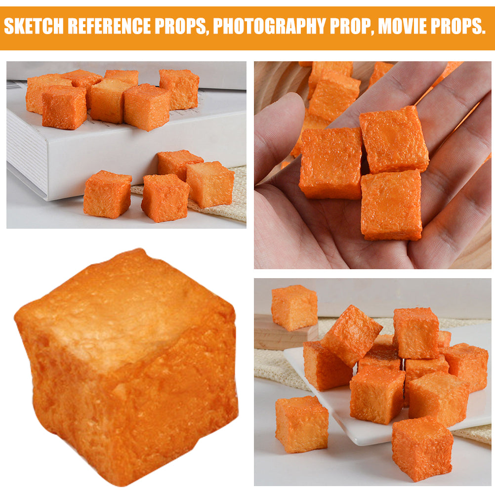 6 Pcs Simulated Tofu Kitchen Fake Fish Prop Restaurant Food Toys Photo Props J5442