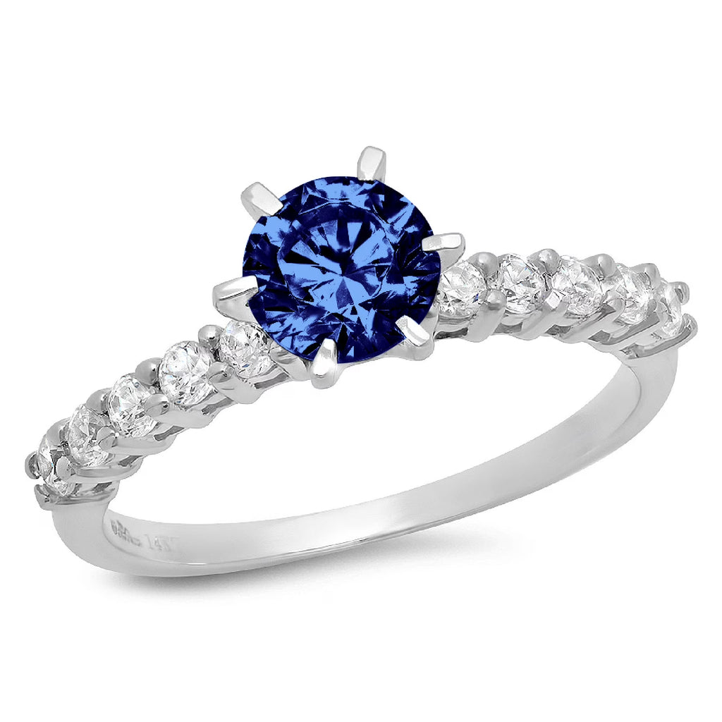 14k White Gold Blue Simulated Tanzanite Ring Size 10.5 Y86335