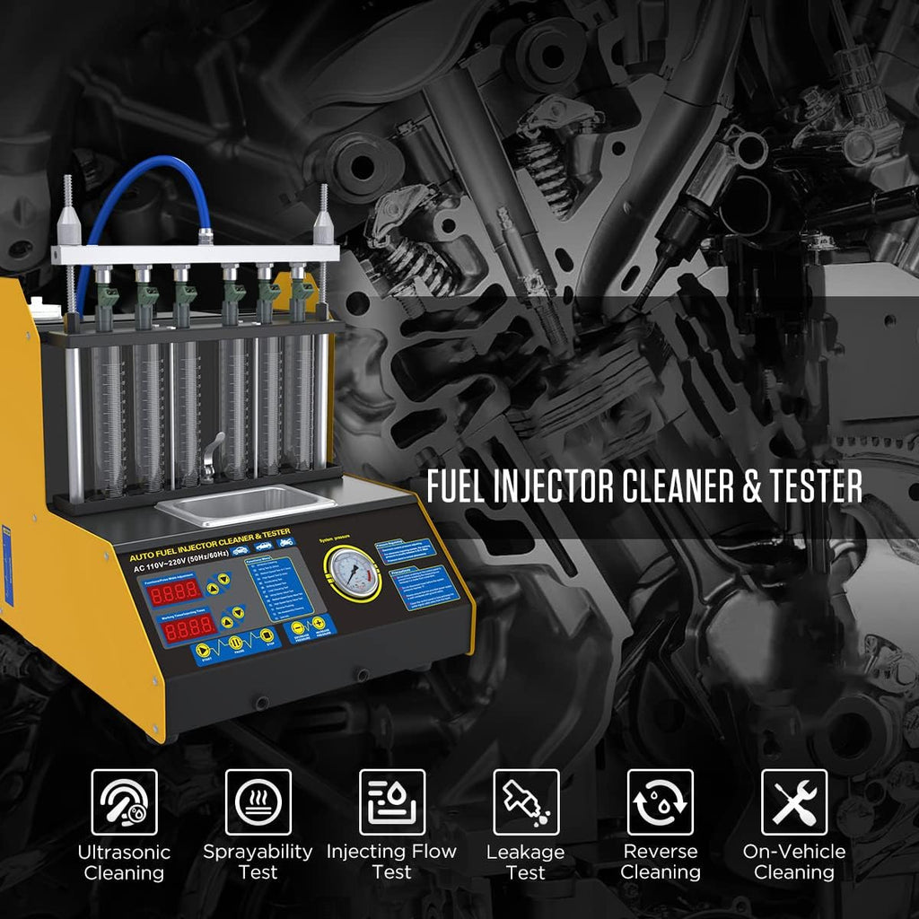 6 Cylinder Ultrasonic Fuel Injector Cleaner and Tester 110V/220V P3512
