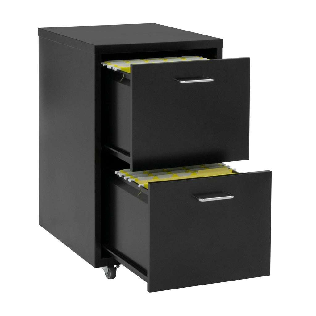 Black Metal 2-Drawer Mobile File Cabinet V399