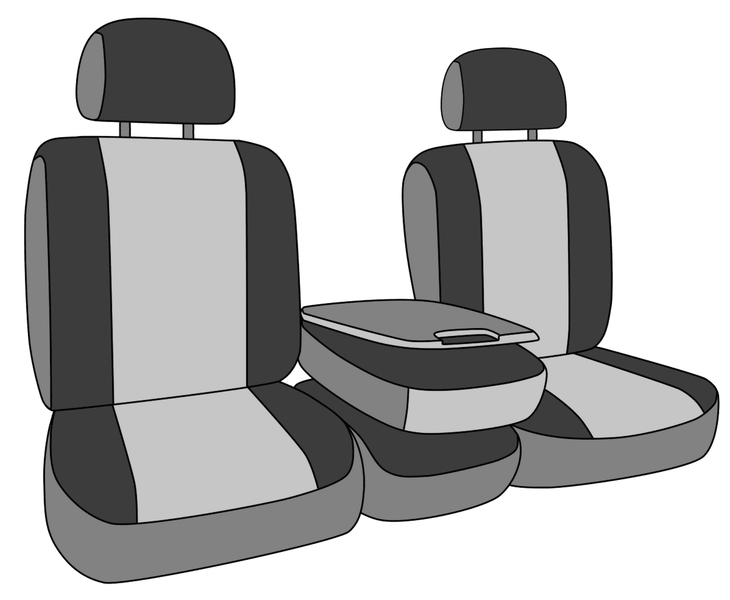 Front 40/20/40 Split Bench DuraPlus Seat Covers Light Grey Insert and Trim Y4206