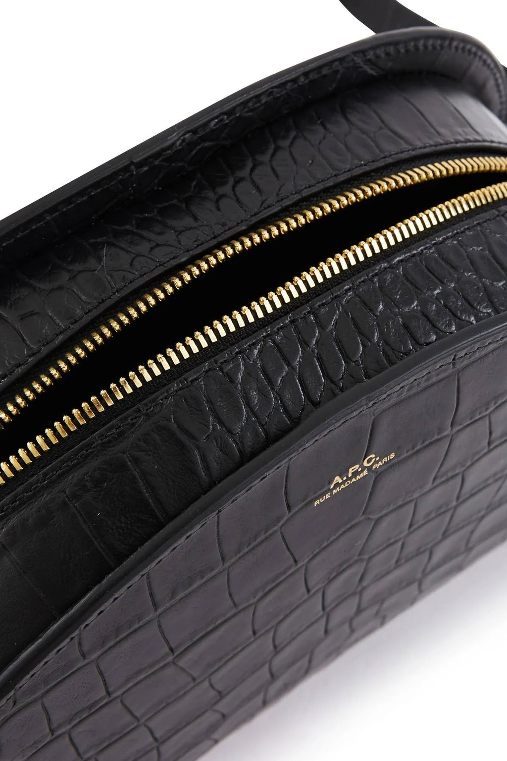 Black Croco Embossed Leather Shoulder Bag L83187