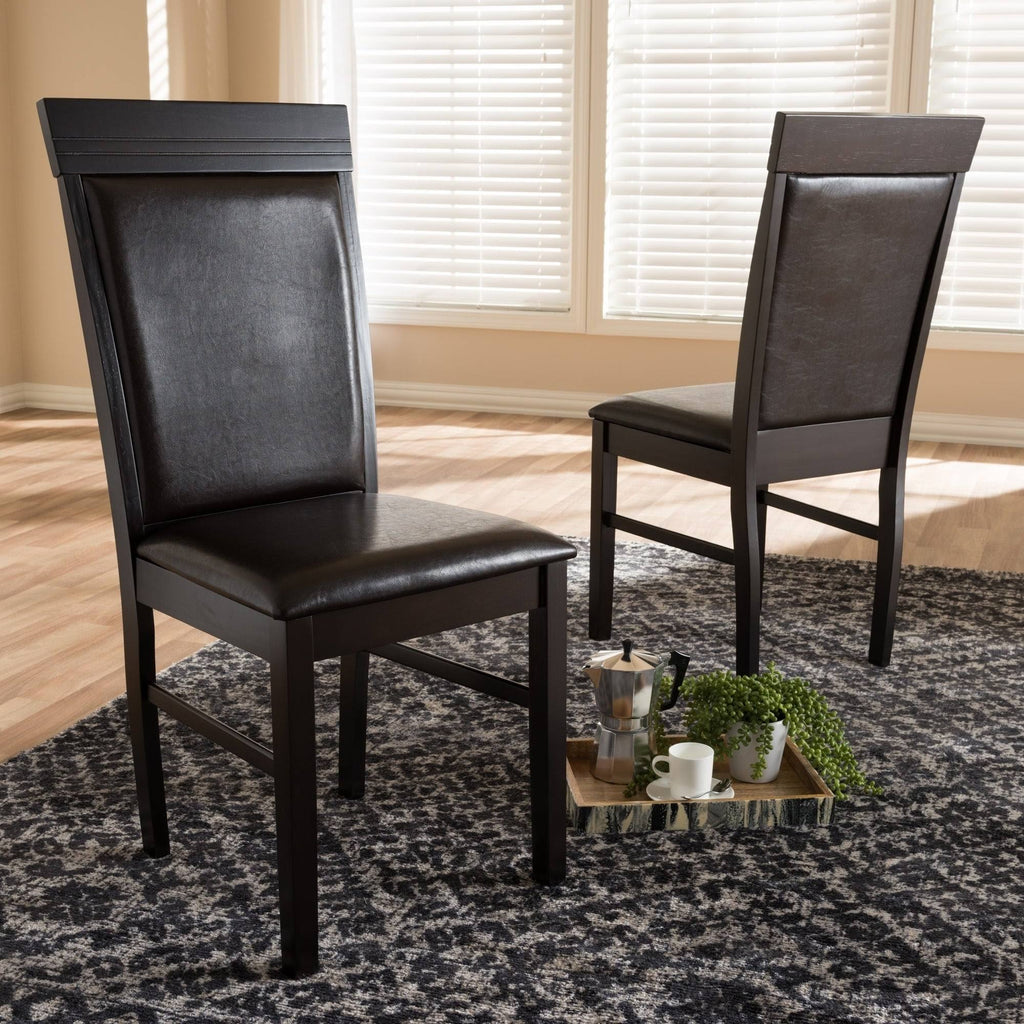 Dark Brown Faux Leather Dining Chair Set J6938