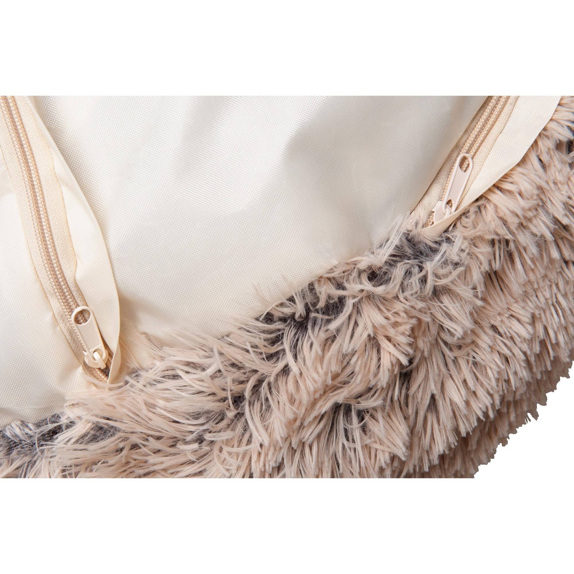 Taupe Jumbo Long Fur Donut Dog Bed Q671187