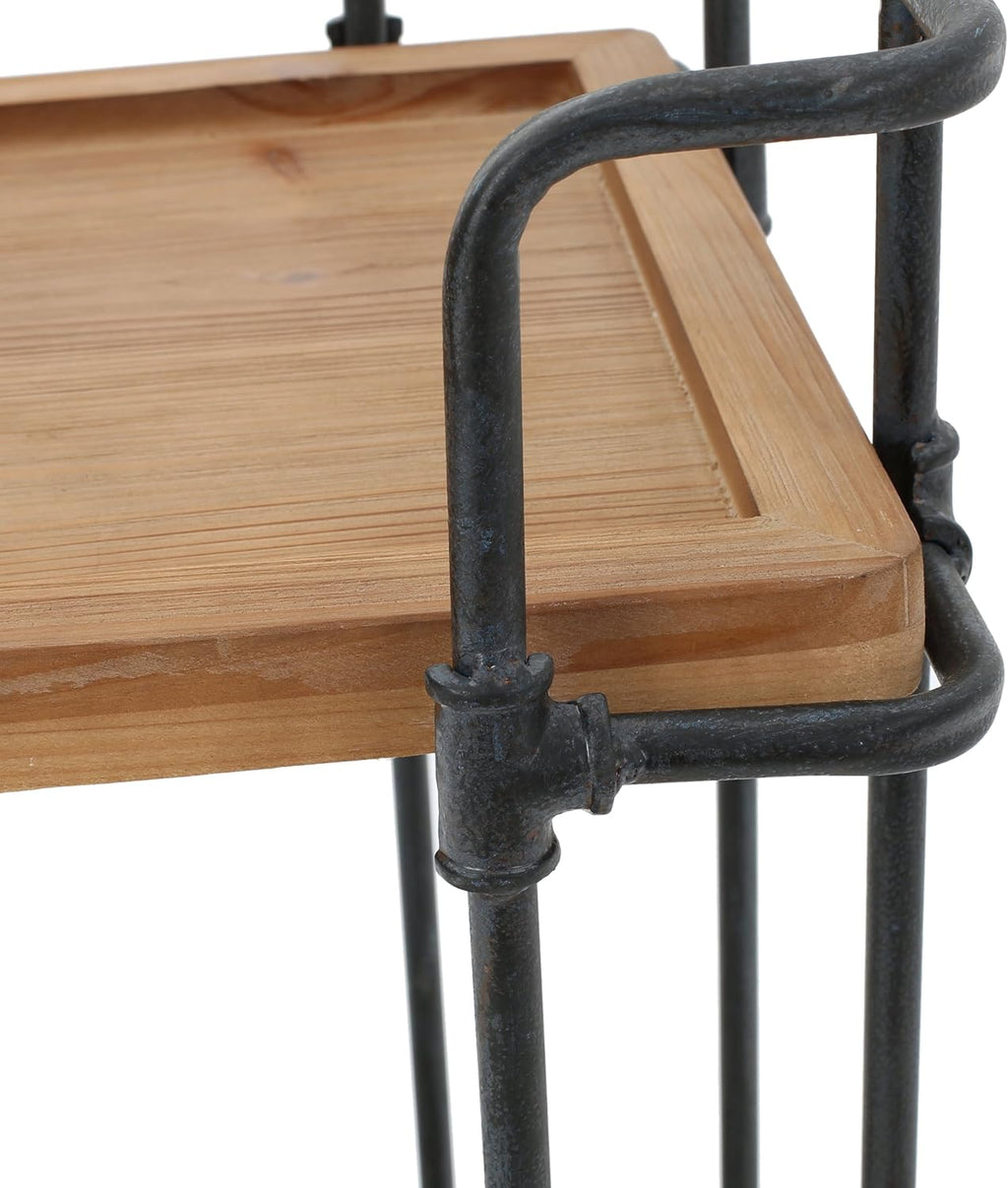 Antique Finish Firwood and Iron Coffee Cart E8611
