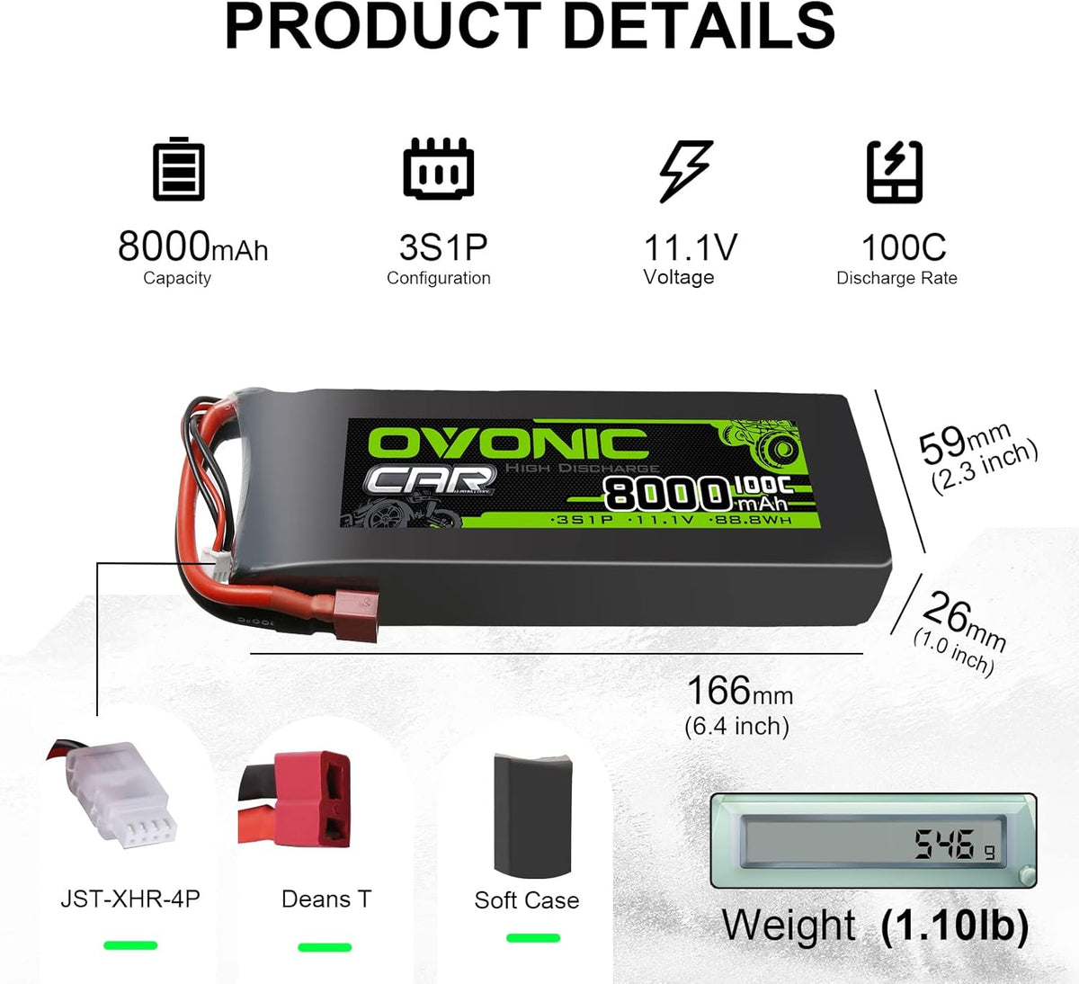 3S 8000mAh 11.1V Lipo Battery with XT60 Connector J206968