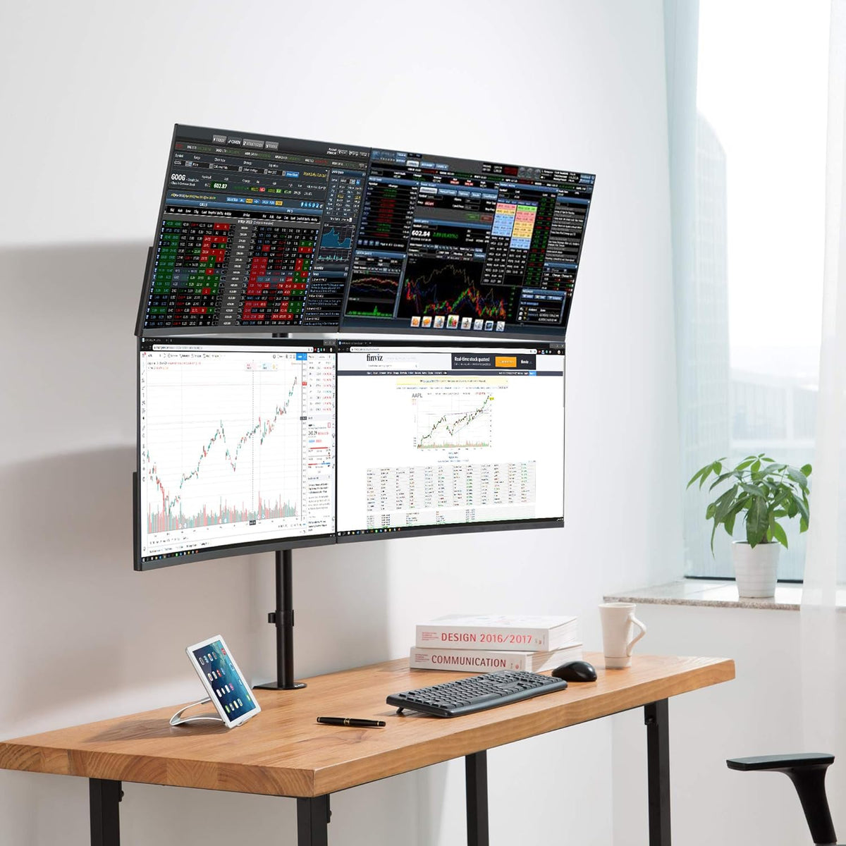 Quad Monitor Desk Stand with 4 Articulating Arms W560