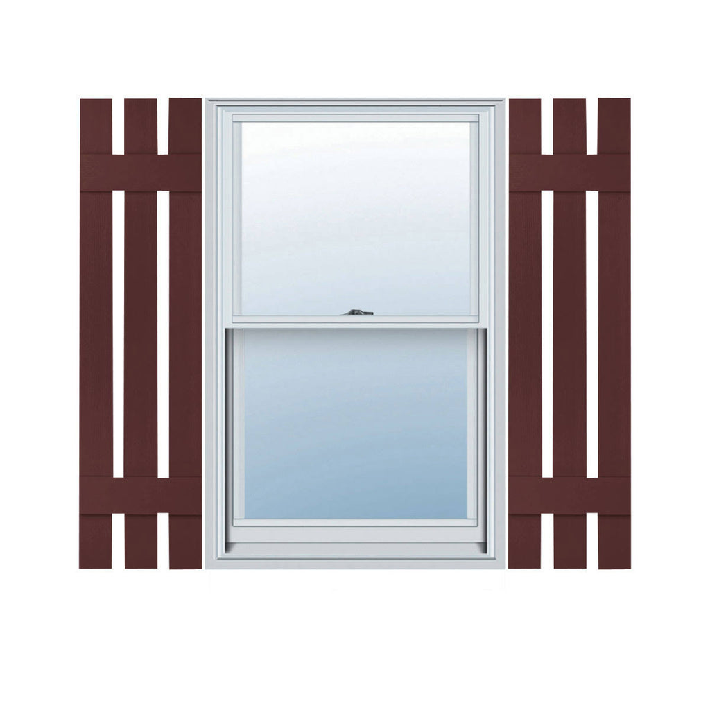Bordeaux Red Vinyl Board and Batten Shutters Pair S170550