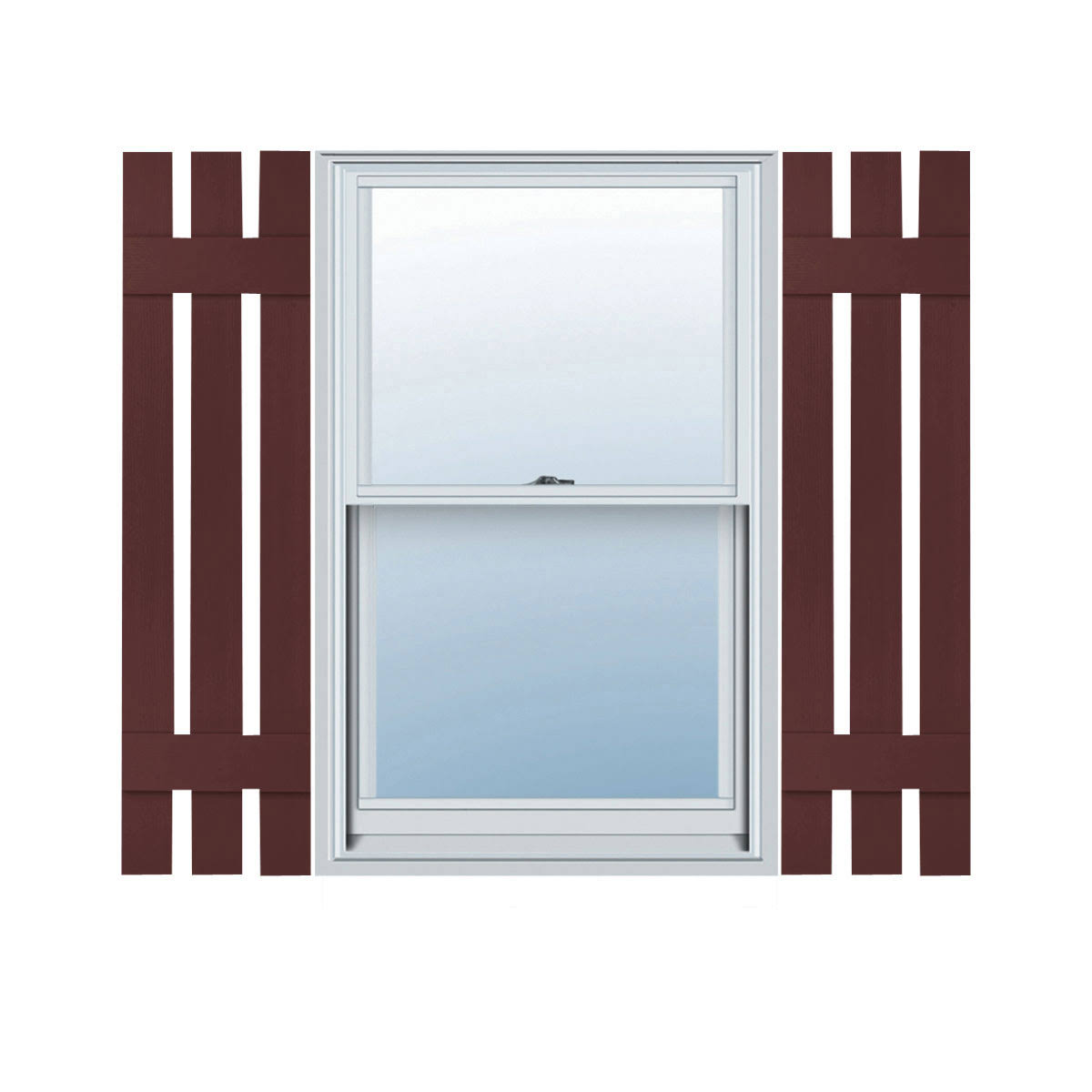 Bordeaux Red Vinyl Board and Batten Shutters Pair S170550