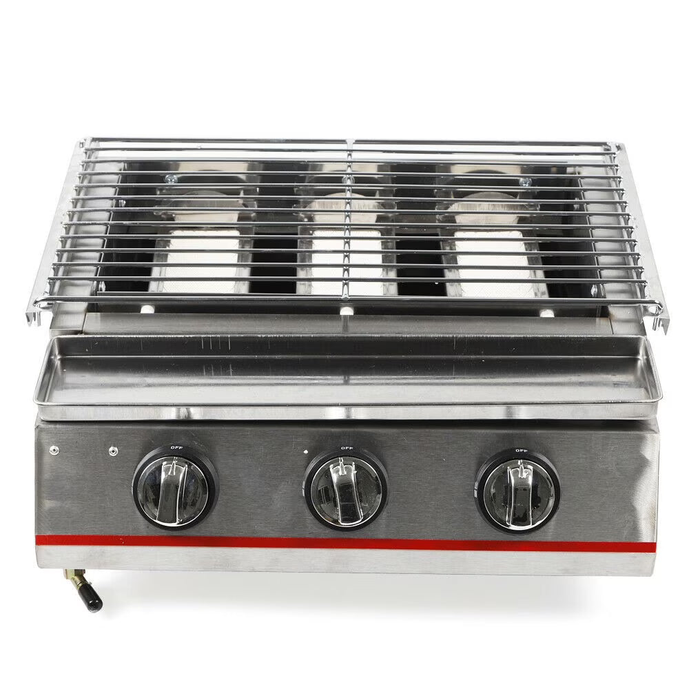 3 Burners Commercial Gas Grill Stainless Steel D657
