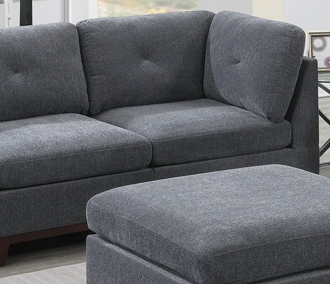 Modular Corner Sofa Set with Ottoman, Ash Gray Chenille M37368