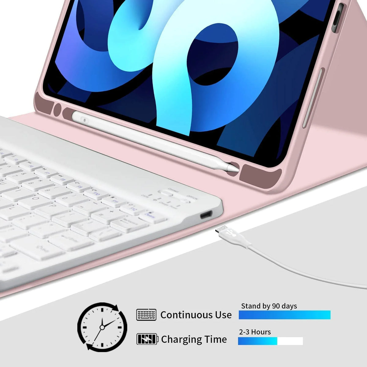 Keyboard Case for iPad Air 5th Generation 2022 / iPad Air 4th Generation 2020 with Pencil Holder, Magnetically Detachable Wireless Keyboard Stand Cover for ipad Air 4/5 10.9 Inch R25059