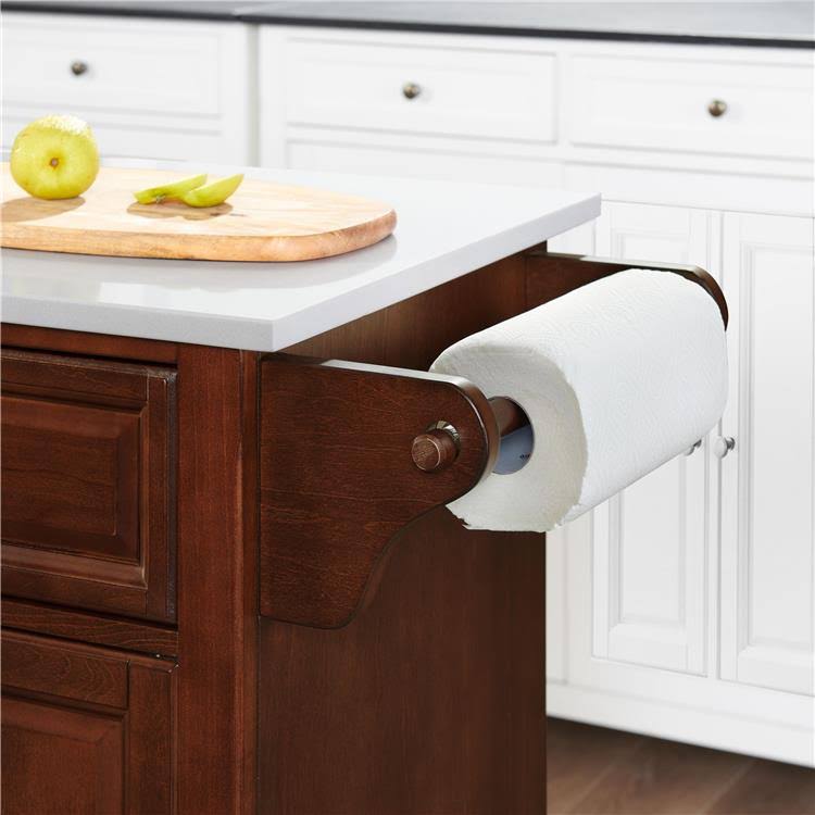 Full Size Granite Top Kitchen Cart Mahogany H65554