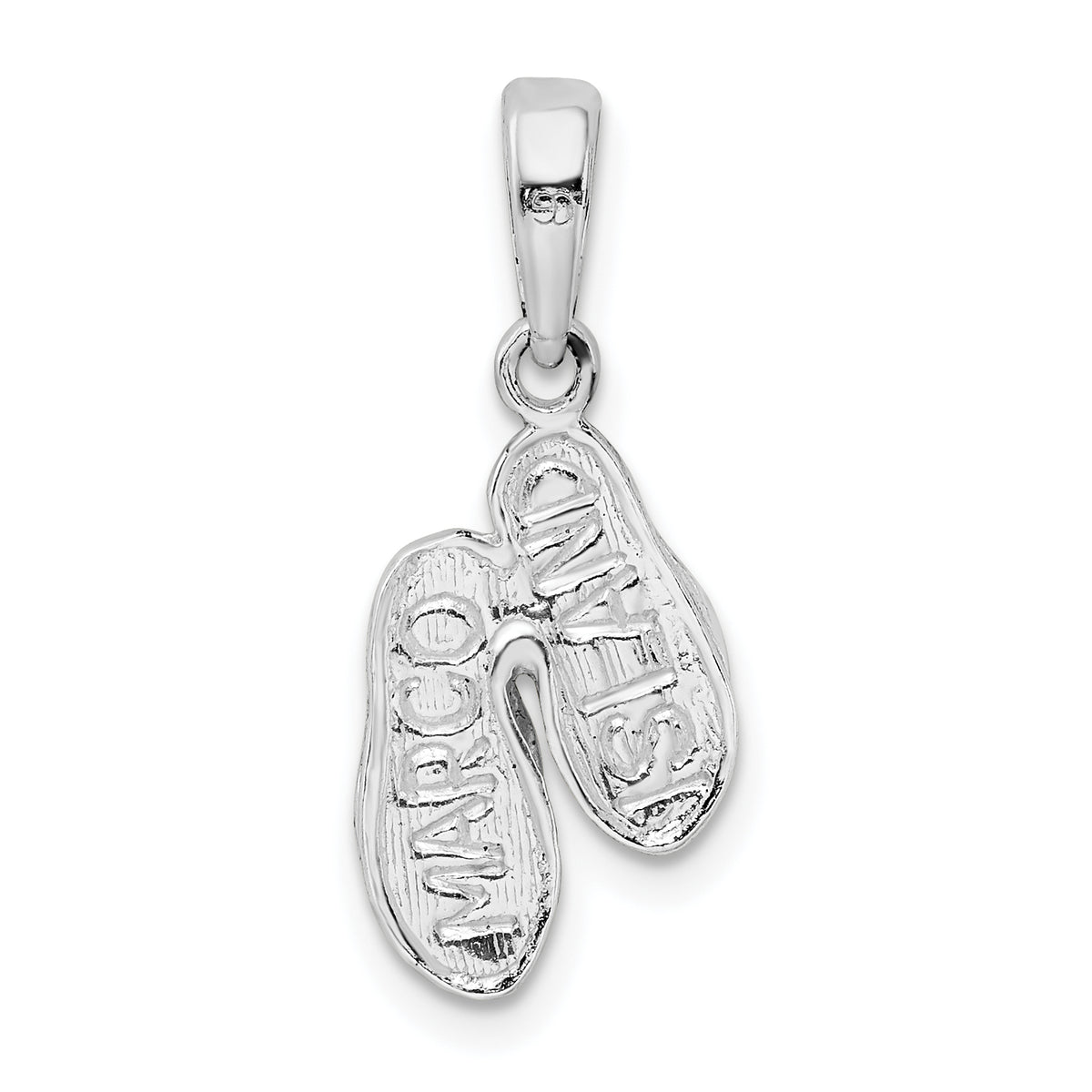 Sterling Silver Polished Textured Flip Flops Charm Pendant with Sterling Silver Cable Chain Necklace 18'' E663407