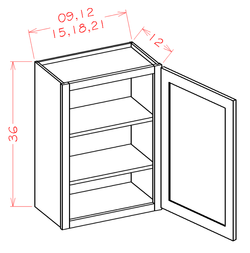Grey Wall Cabinet with 1 Door and 2 Shelves Q6875