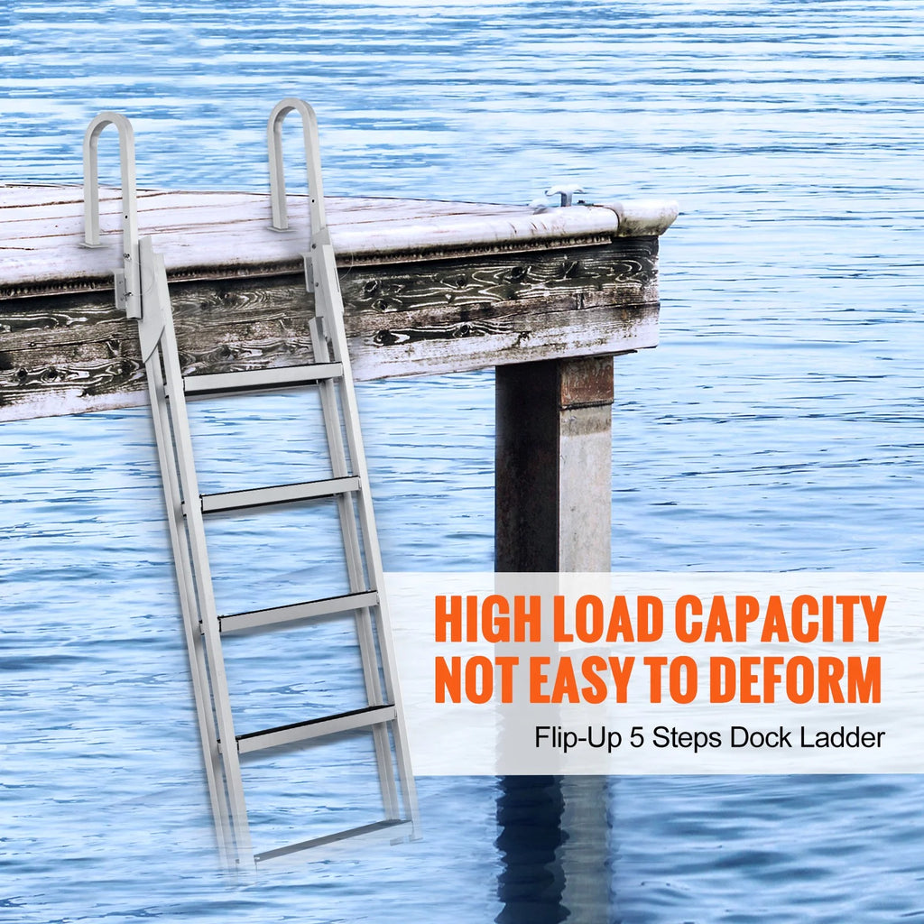 Aluminum 5 Steps Boat Dock Ladder A24021