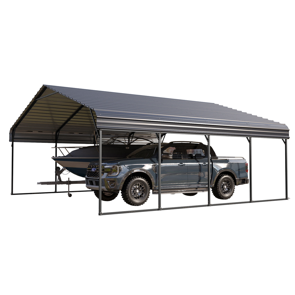 20 x 20 ft Metal Carport with Galvanized Steel Roof T12921