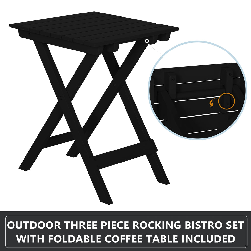 Black Wood Rocking Chair Set of 3 with Foldable Table Y348