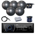 Marine Bluetooth Receiver Stereo with Waterproof Stereo Speakers, 4 Channel Marine Amp, Marine Antenna, 50 Foot Speaker Wire U573