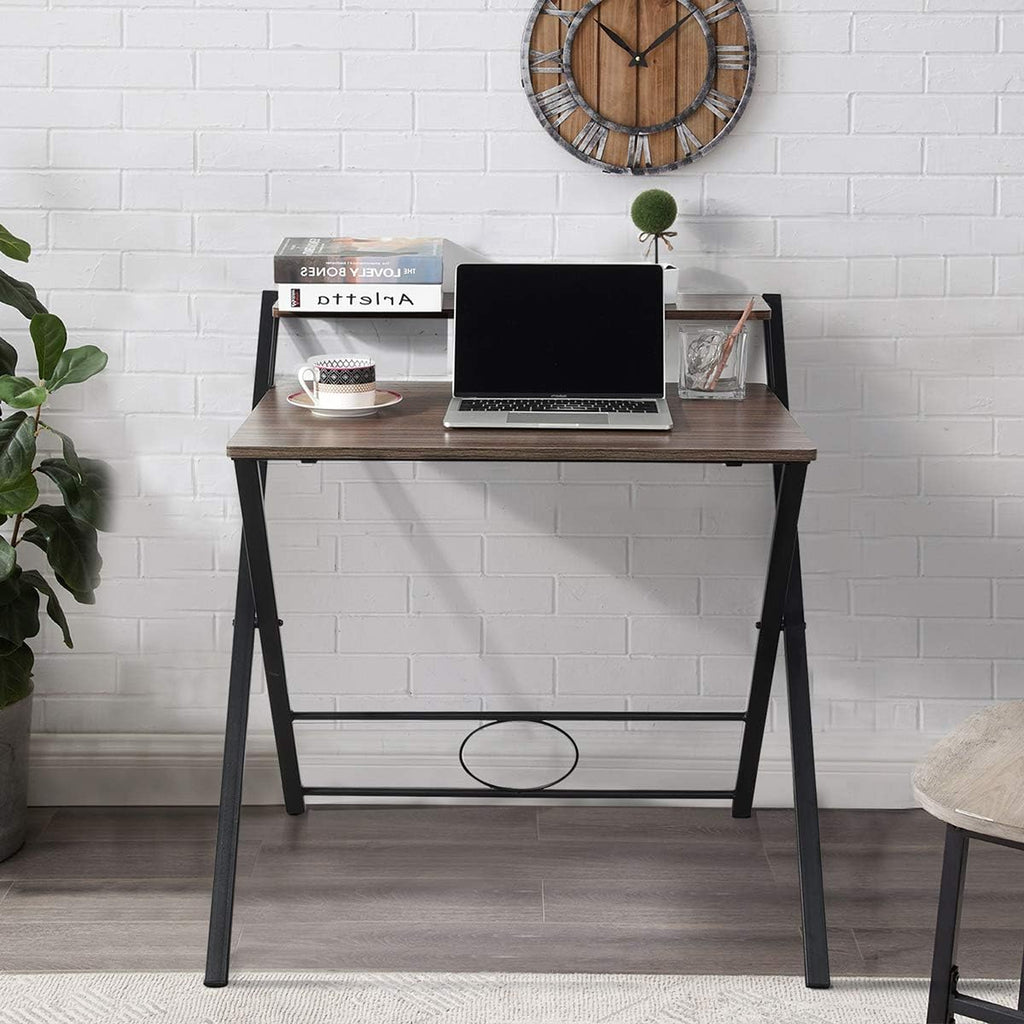 Computer Desk with Storage Shelf, Oak White, 39.4x18.9x35.4in, Pack of 2 D5195