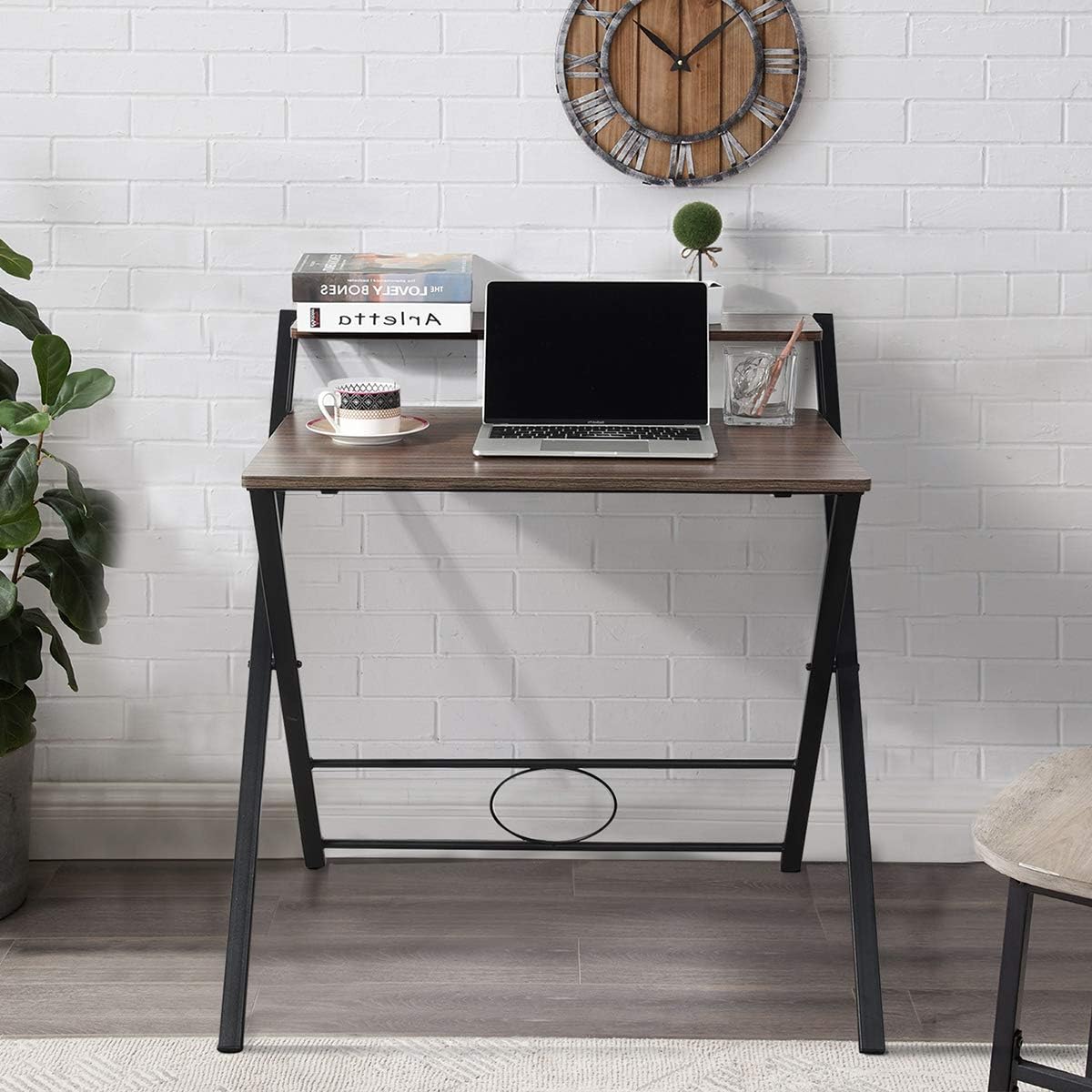 Computer Desk with Storage Shelf, Oak White, 39.4x18.9x35.4in, Pack of 2 D5195