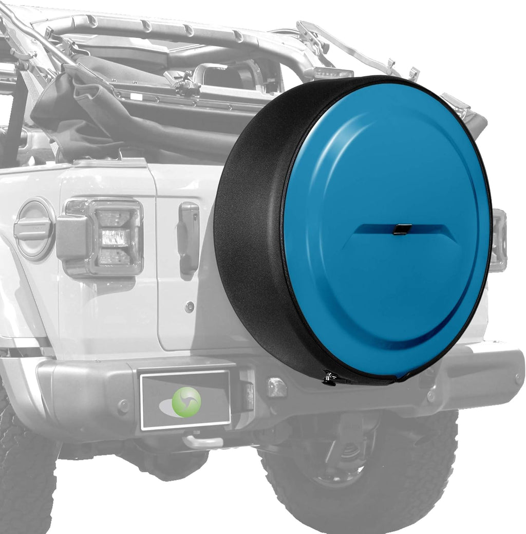 Bright White Painted Plastic Face Black Powder-Coated Ring Tire Cover O6184