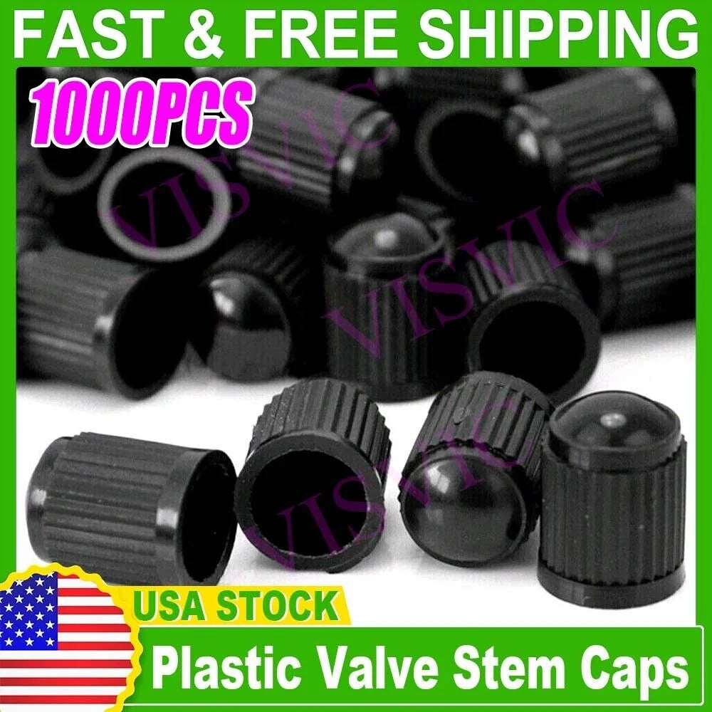 1000 Black Plastic Tire Valve Stem Caps G9062