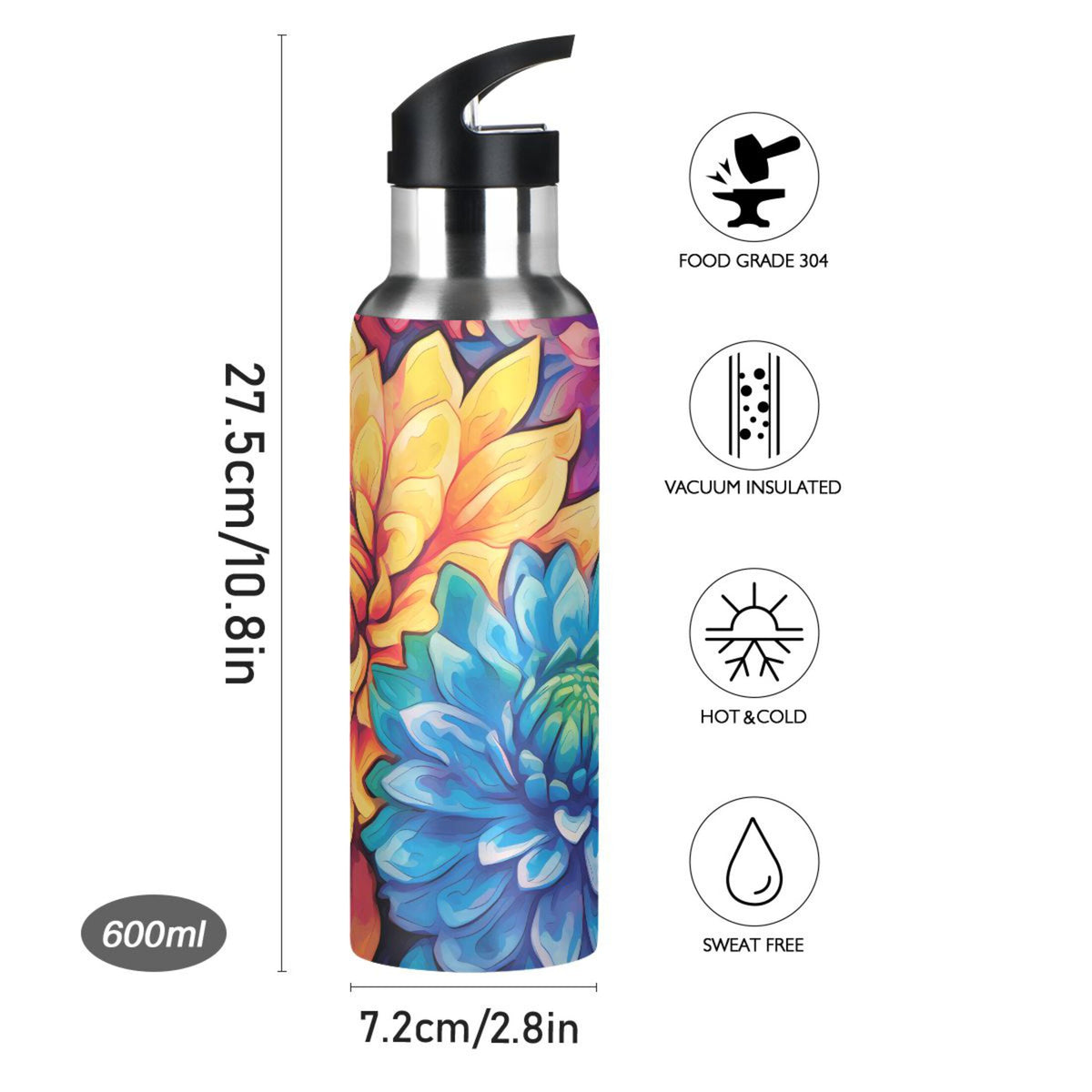 Sunflowers Blue Stainless Steel Insulated Water Bottle K557045