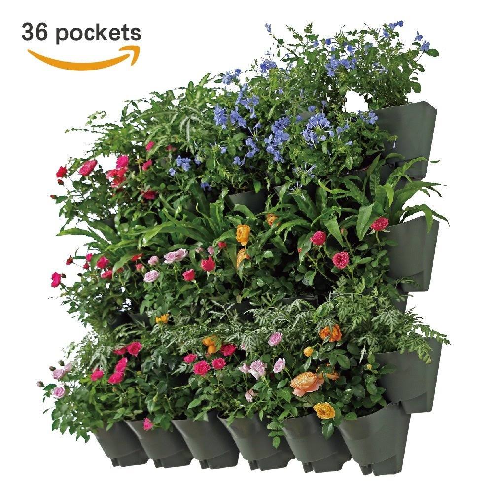 12 Pack 36 Pockets Self Watering Vertical Wall Hangers with Pots S94156