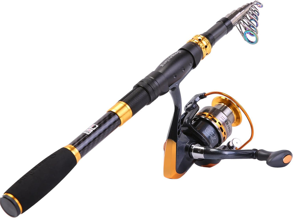 Carbon Fiber Telescopic Fishing Rod with Spinning Reel, Pack of 2 P55446