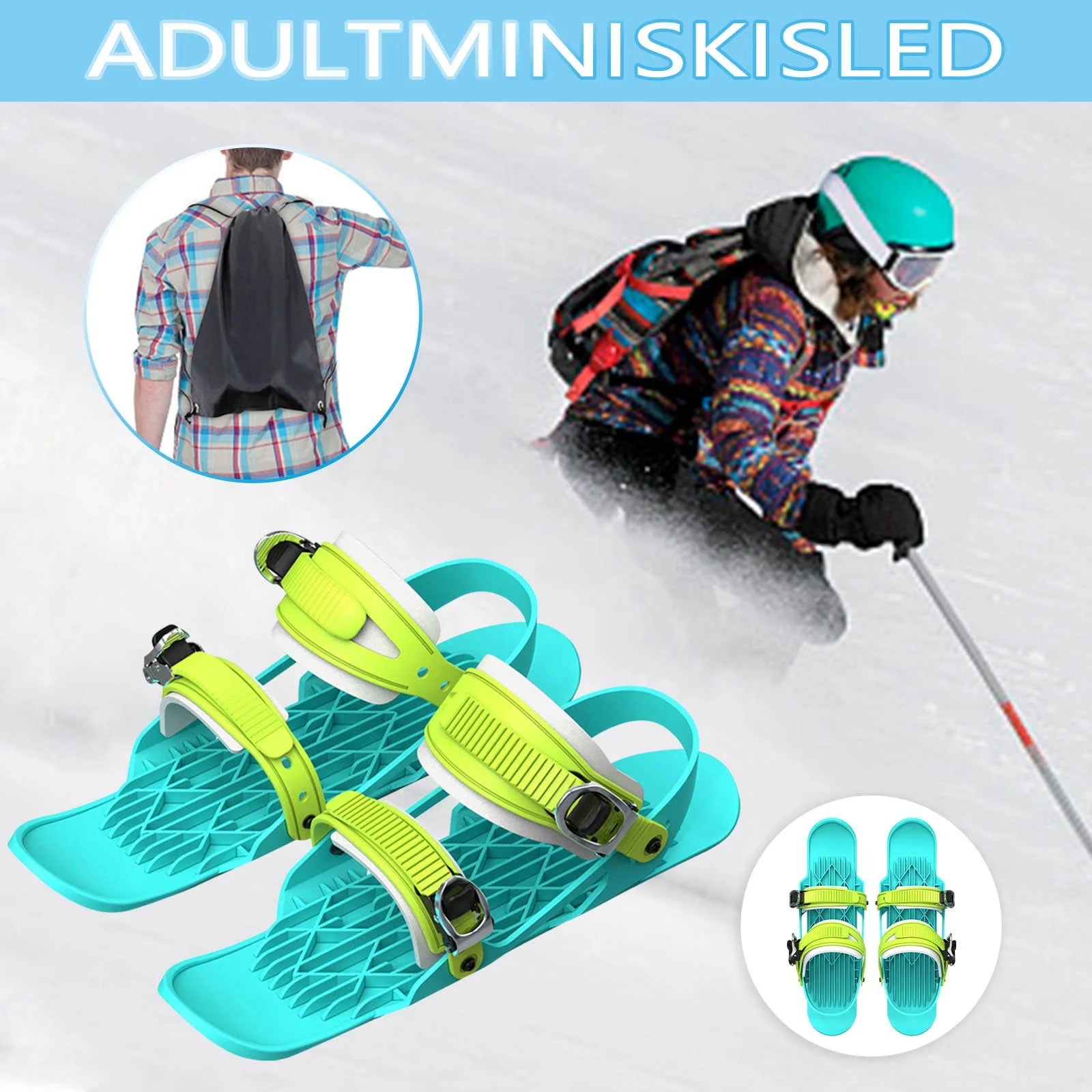 Mini Short Ski Skates Attach to Skis Boots T597