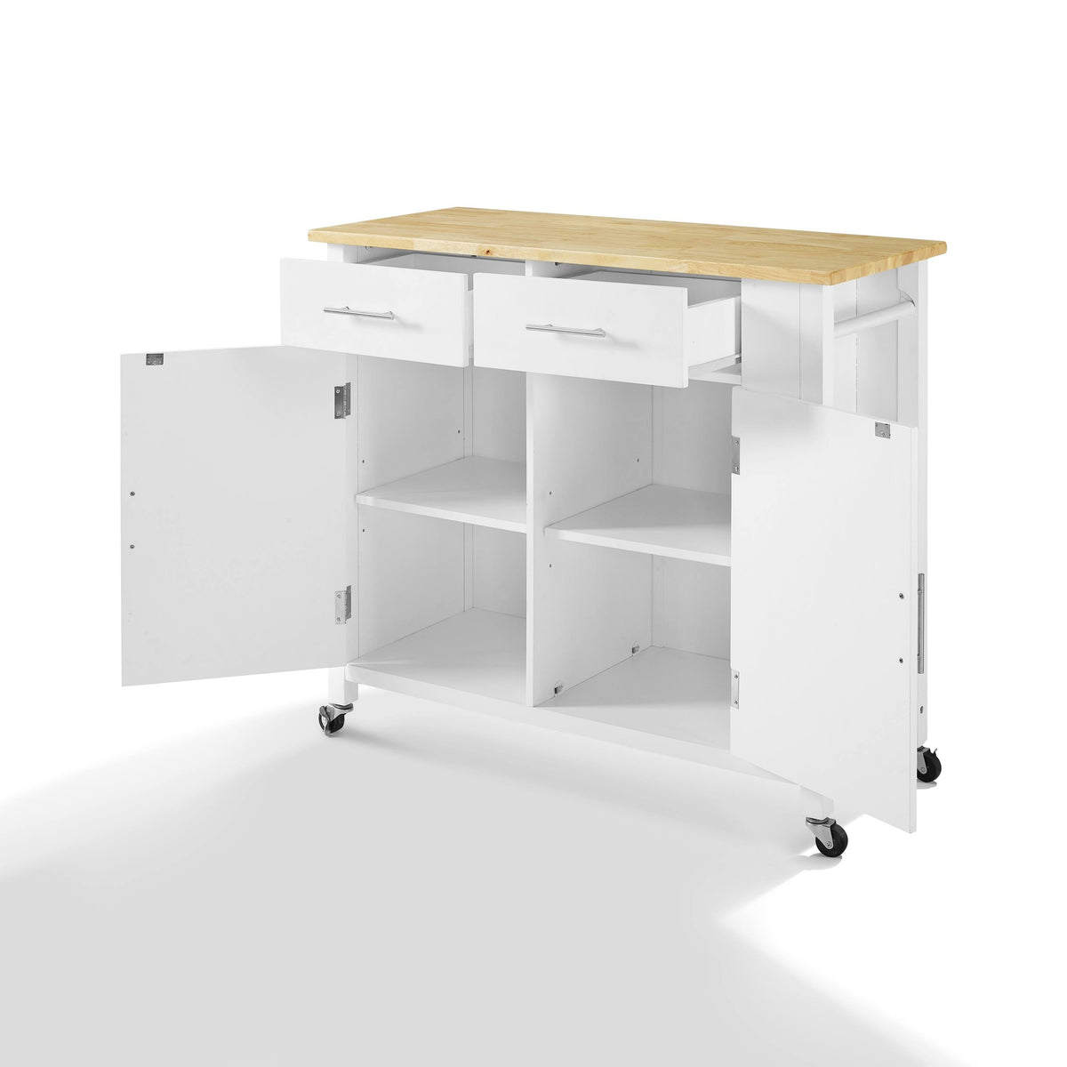 White Wood Top Kitchen Island Cart N3398