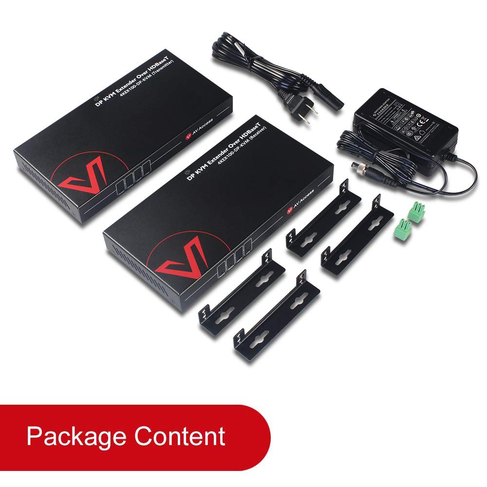 HDBaseT DisplayPort KVM Extender, 4K@30Hz/1080P@120Hz, 2 USB 2.0 Port, Pack of 2 Y319012