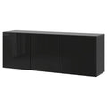Wall-Mounted Cabinet Combination, Black-brown, High-Gloss X31739