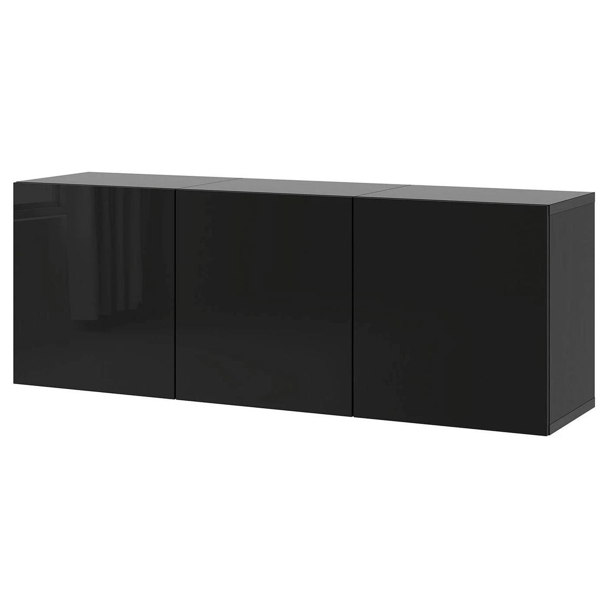 Wall-Mounted Cabinet Combination, Black-brown, High-Gloss X31739