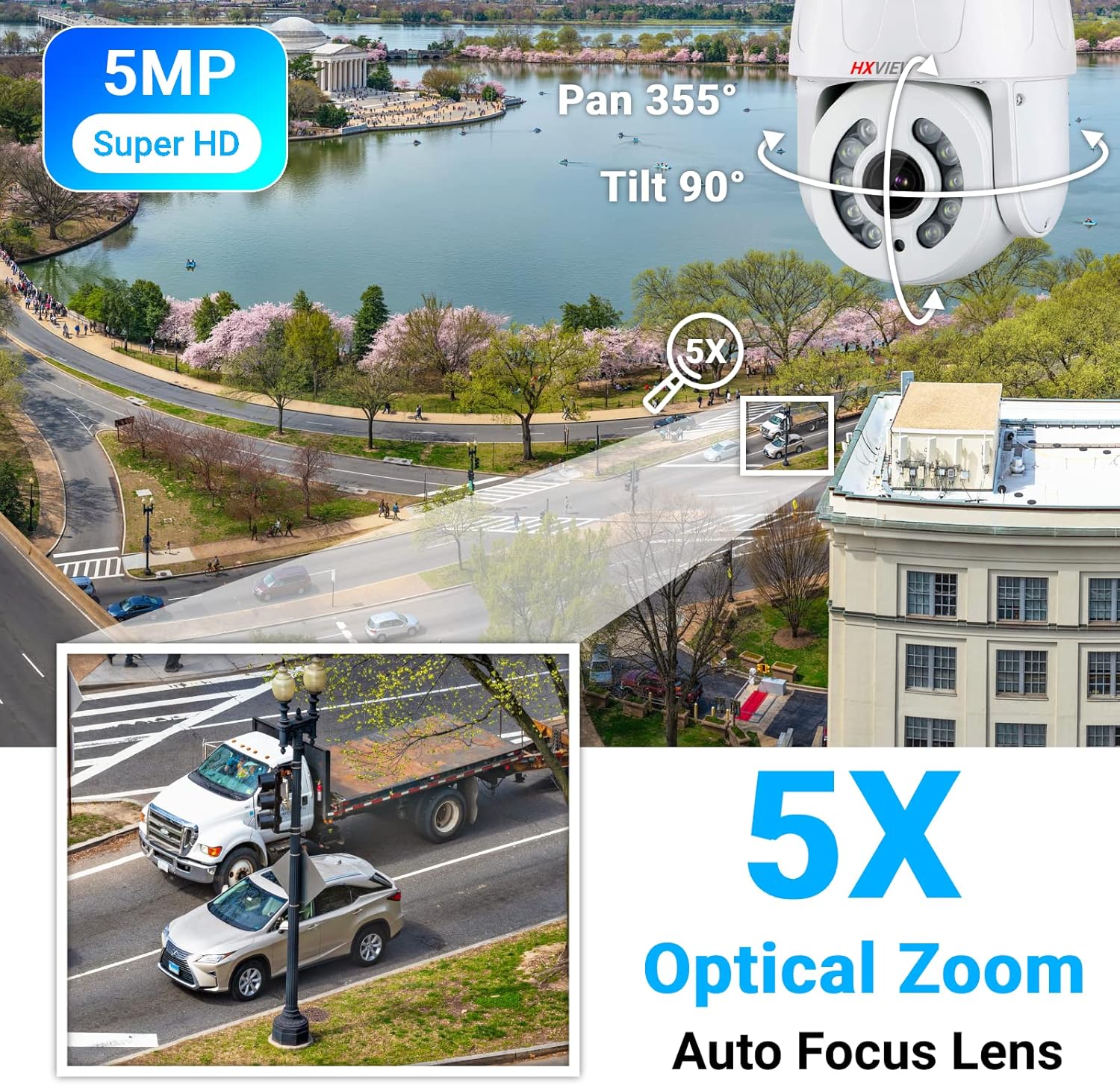 5MP WiFi Wireless Spotlight Camera with 5X Optical Zoom J118