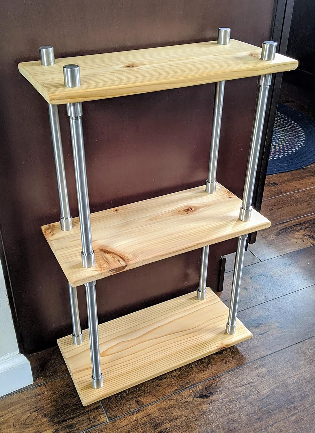 Solid Cedar Wood Stainless Steel Metal Bookcase 16 Inch Wide Z7535