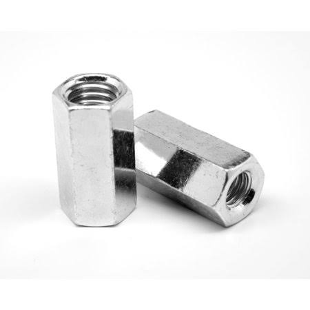 3/8 inch-16 x 9/16 inch x 1 3/4 inch Coarse Thread Hex Rod Coupling Nut Low Carbon Steel Zinc Plated Pk 50 Z23861
